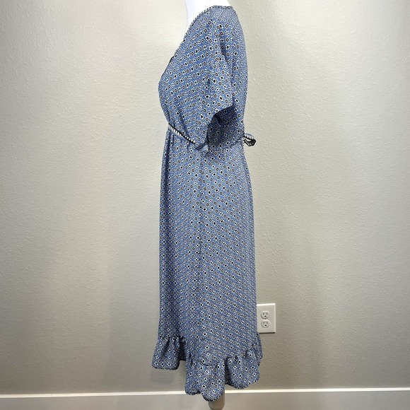 Max Studio Boho Tie Back Midi Dress Small Cottagecore Coastal Oversized Fairy - Picture 3 of 13